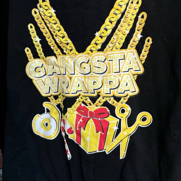 Christmas holiday womens gangsta wrappa crewneck sweatshirt black XL - Picture 2 of 4
